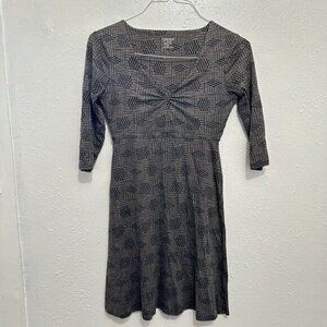 Toad&Co Rosalinda Organic Cotton 3/4 Sleeve Printed Dress Size XS Outdoor Travel